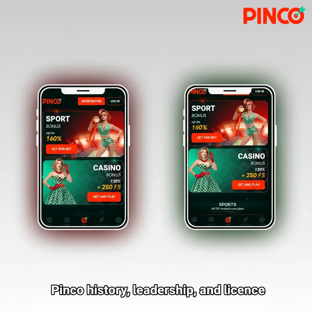 Pinco: Canadian-licensed since early 2020s; leadership disclosed in footer; welcome offers, boosts, and loyalty rewards.
