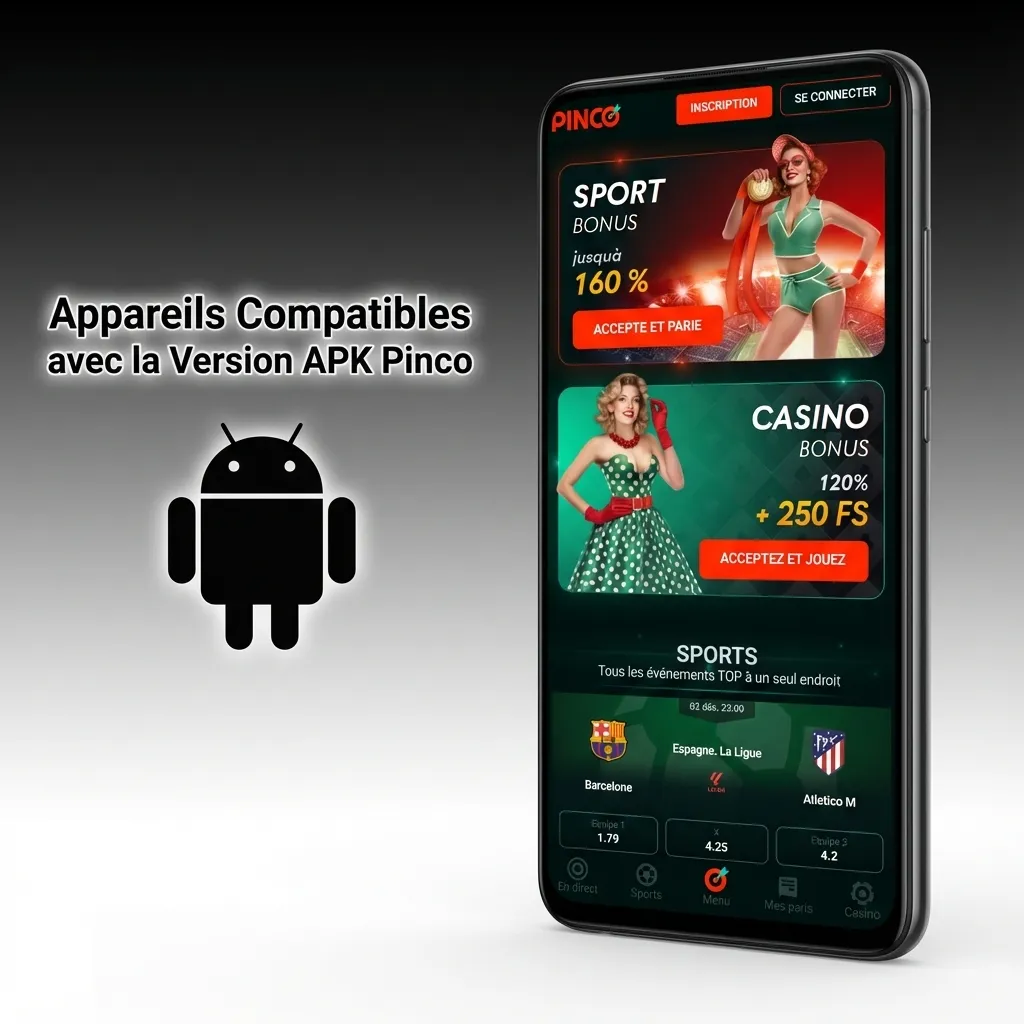 Table listing compatible Android devices for Pinco APK including Samsung, Sony, Huawei, OnePlus, Oppo, Google, Xiaomi models