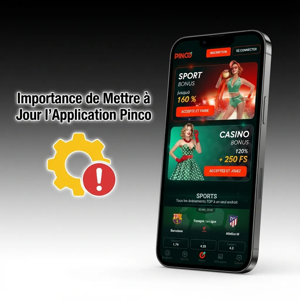 Pinco app update screen showing security patches, new game providers, and improved loading features
