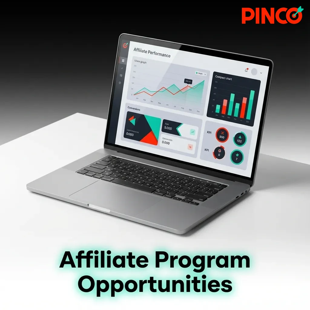 Affiliate program dashboard showing revenue share options, tracking tools, and promotional materials for partners
