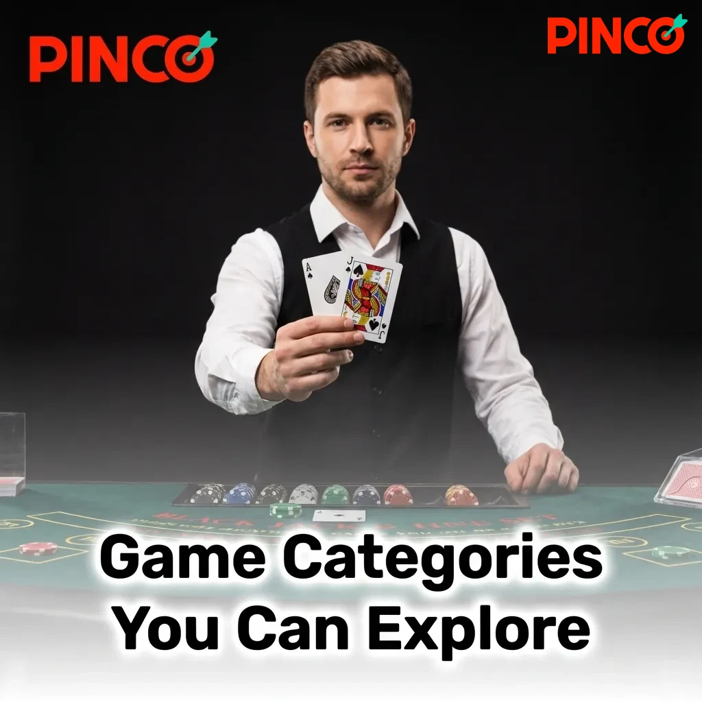 Casino game categories including slots, crash games, table games, video poker, jackpots, and instant win options