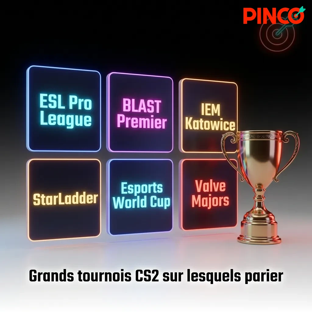Major CS2 esports tournaments including ESL Pro League, BLAST Premier, IEM Katowice, and PGL Majors with prize pools