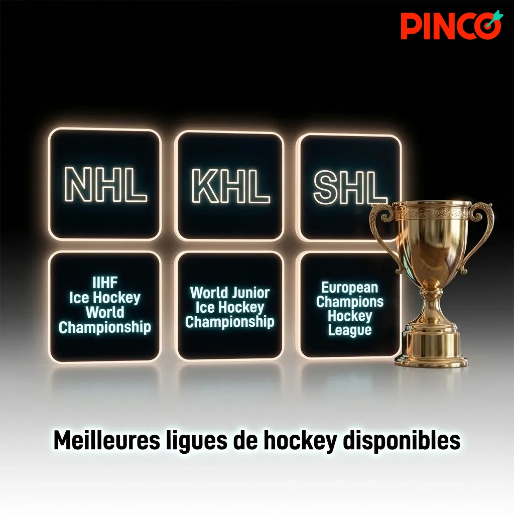 Hockey leagues including NHL, KHL, and international tournaments displayed with betting odds and competition information.