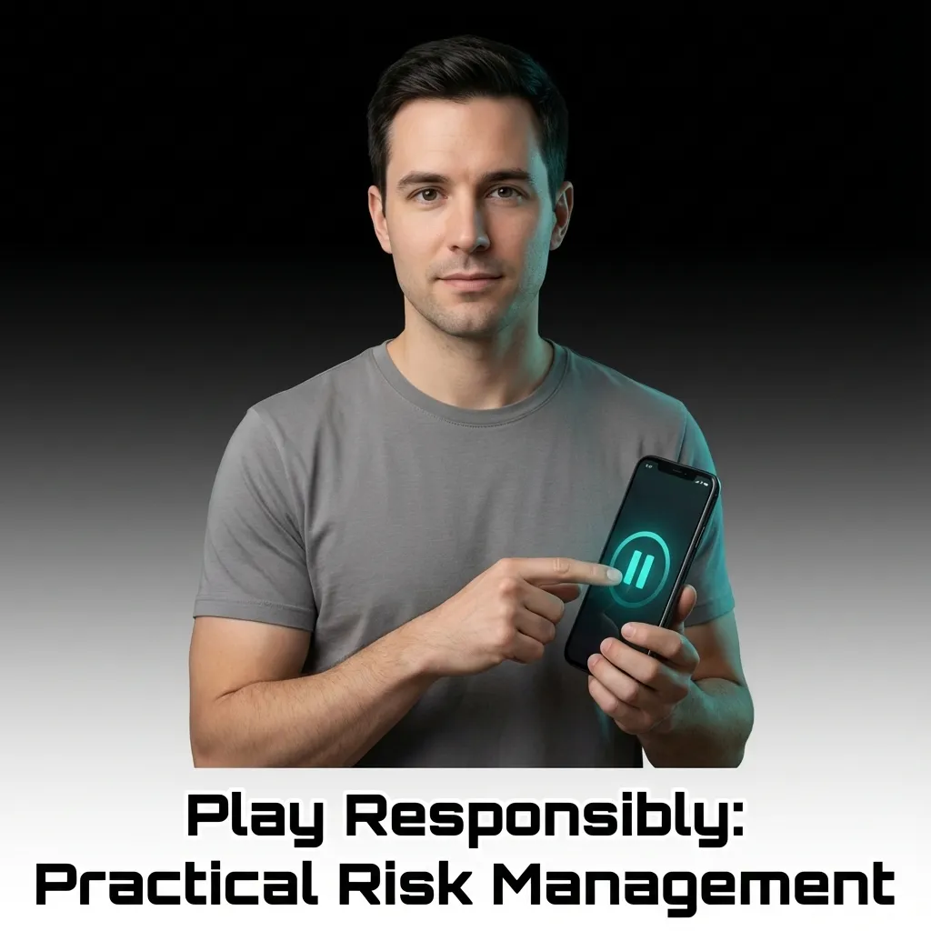 Responsible gambling concept showing budget planning, self-control tools, and support resources for safe gaming practices.