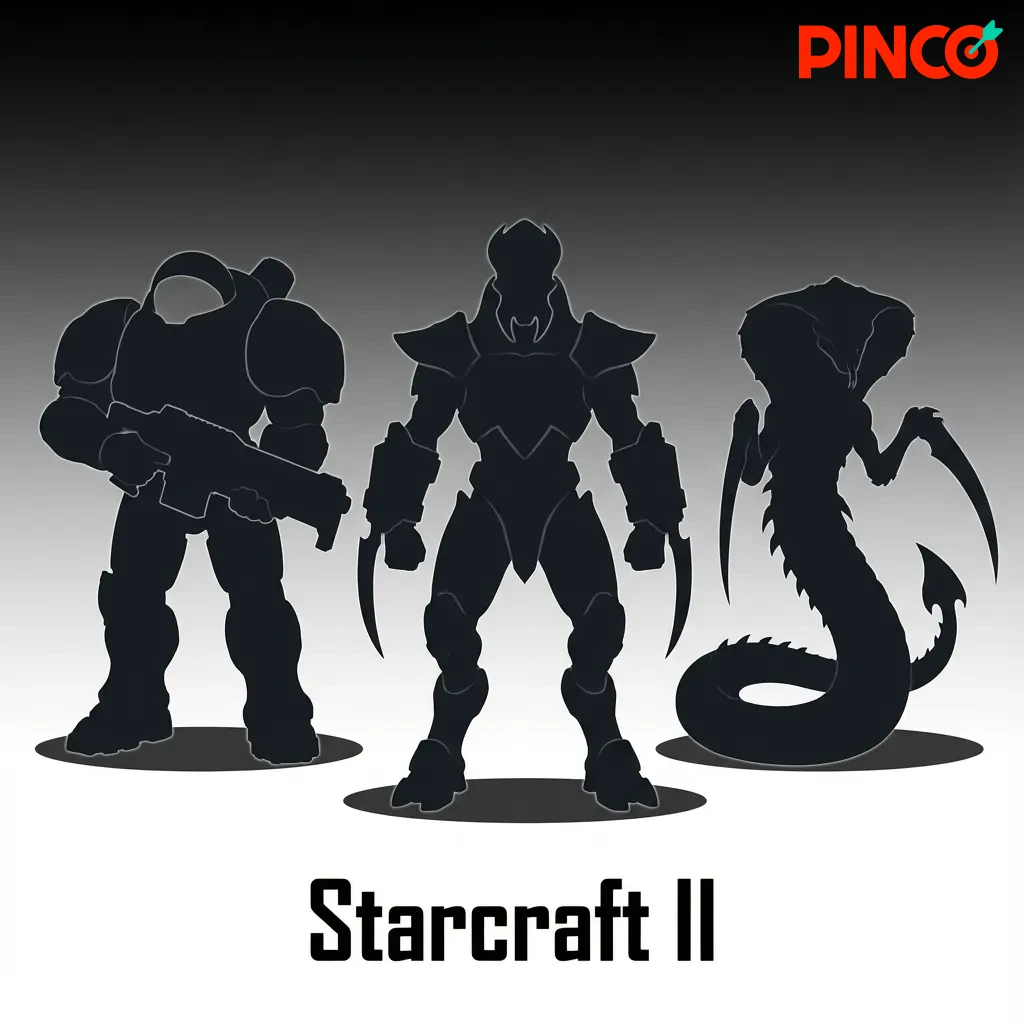 Starcraft II competitive gaming scene showing strategic real-time battles between Terran, Protoss, and Zerg races