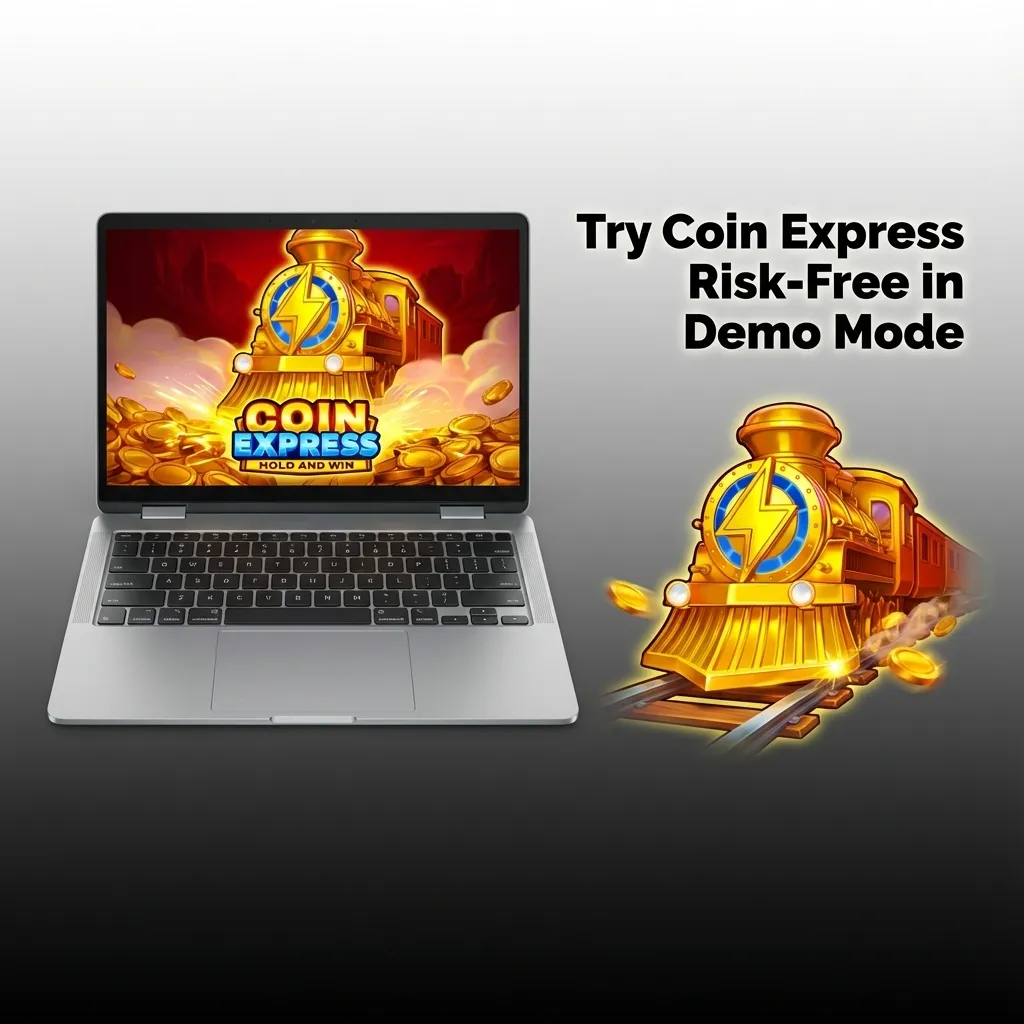 Player testing Coin Express demo mode with virtual credits and auto-cashout settings on screen
