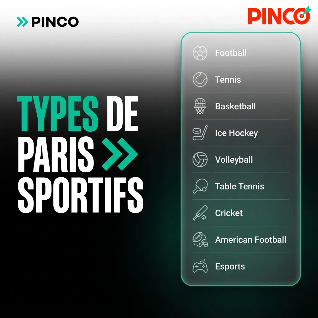 Pinco sports betting options covering hockey, basketball, soccer, football and tennis with competitive odds