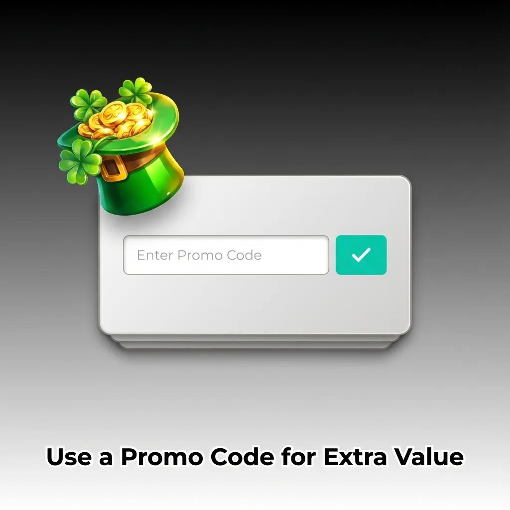 Player entering promo code LUCKY250 on registration form to unlock bonus value for Leprechaun Riches game